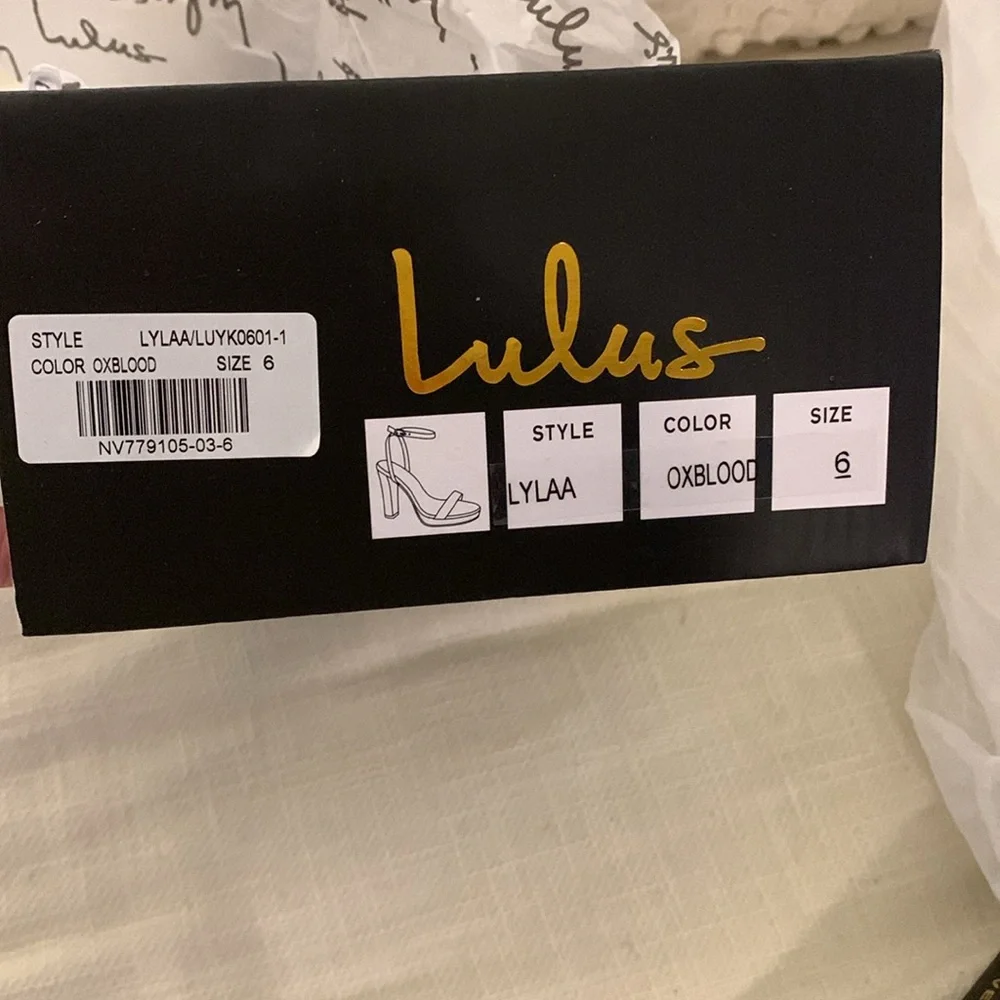 Brand new Lulu’s Burgundy strappy high heels - Picture 7 of 7